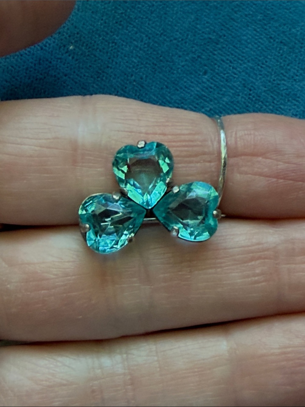 Antique Sterling Silver Glass? Shamrock Small Pin/Brooch - Picture 11 of 11